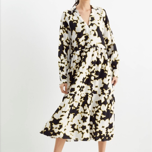 NWT| Midi Dress with Hidden Buttons & Notched Collar - Picture 1 of 9